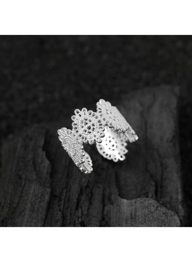 Vintage Lace Pattern Sterling Silver Open Ring - Image 2